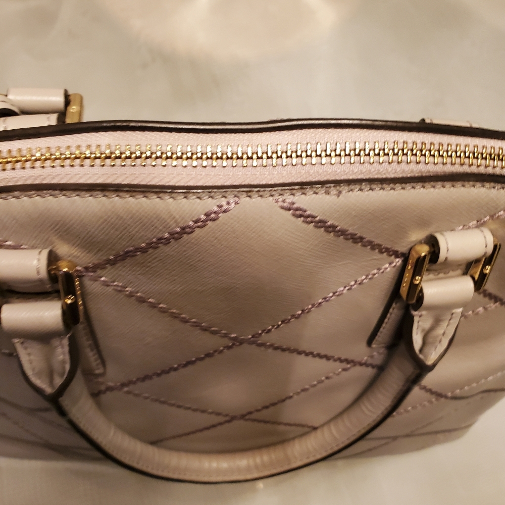 ☑️TORY BURCH GRAY ROBINSON DOME SATCHEL GORGEOUS EUC - Picture 7 of 13